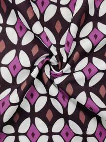 新款波西米亚风高腰弹力多层喇叭裙：紫棕色几何撞色印花，适合日常穿着、海滩度假、日光浴 - 彩色 - 查看 8