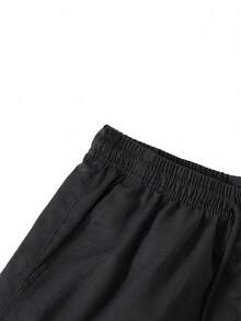 1 pezzo Pantaloncini cargo da uomo di colore unito, casual da strada, stile hip hop, per uso quotidiano, tempo libero, moda versatile, allenamento sportivo, pantaloncini bermuda estivi - nero - Visualizzare 5