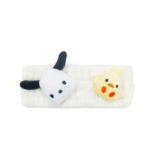 Miniso 3D 波恰可吸水发圈（加厚款）：超柔软蓬松的毛绒材质，双角色设计（波恰可+小鸭），高吸水性面料，弹性发圈，适用于护肤、化妆、洗脸和日常居家使用，舒适耐用的发饰（1个） - 白色 - 查看 6