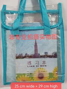 1pc Large Capacity Transparent Waterproof PVC Handbag With Expandable Mesh Storage Pouch - Portable For Office Supplies, School Documents Etc. - Available In Pink, Green, Blue, Yellow, File Organizer Bag | Fashionable Storage Bag | PVC Storage Bag,Back To School,School Supplies