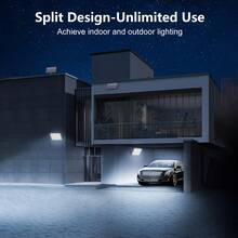 400 LED Solar Powered Motion Sensor Lights, With Separate Solar Panel And Remote Control, 16.4ft Extra Long Cable + IP65 Waterproof, Automatically Lighting From Dusk To Dawn, Suitable For Garden/Corridor/Garage/Porch/Yard/Gazebo - White Light - View 7