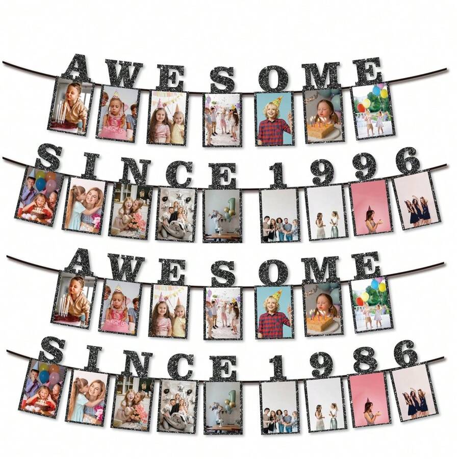 1 Bộ khung ảnh chữ dây tự làm "Awesome Since 1996/1986" với họa tiết kim tuyến, màu đen, dùng trang trí sinh nhật 30/40 tuổi, tiệc sinh nhật retro 30/40 tuổi, quà kỷ niệm cuộc sống độc thân. - Nhiều màu - Xem 1
