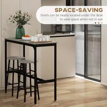 3 Piece Bar Table Set With 2 Stools, Industrial Bar Table And Stool Set, Dining Table And Chair Set For Small Space, Grey - GRAY - View 6