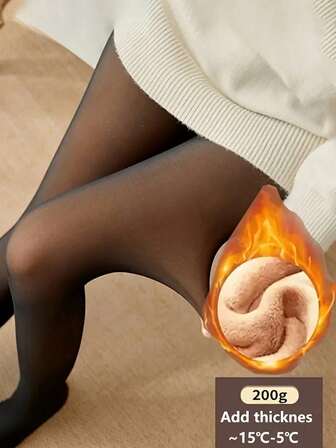 1pc Thermal Lined Tight Leggings For Women, Opaque Pantyhose Suitable For 5-15°C Autumn/Winter For Dress, For Christmas Gift