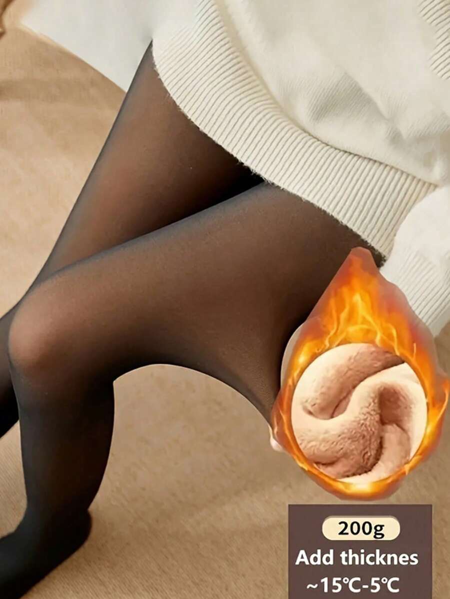 1pc Thermal Lined Tight Leggings For Women, Opaque Tights Suitable For 5-15°C, Autumn/Winter