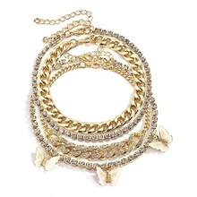 Layered Butterfly Anklet For Women Charms Butterfly Gold Silver Rhinestone Adjustable Cuban Anklets - 鍍金 - 查看 1