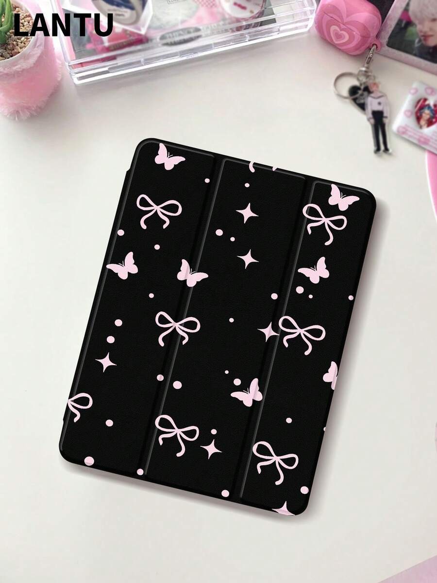 1pc Butterfly Silhouette Print Flat Protective Case, Compatible With Apple IPad 10.2", IPad Pro 11" 2020/2021/IPad (A16) 11" 11th Gen 2025/9th/10th, IPad Air 4th 10.9", Galaxy Tab S6 Lite 10.4", /, Anti-Drop, With Pen Slot, Sleep/Wake Support, Romantic Gift For Friends And Family, Valentine - Multicolor - View 1