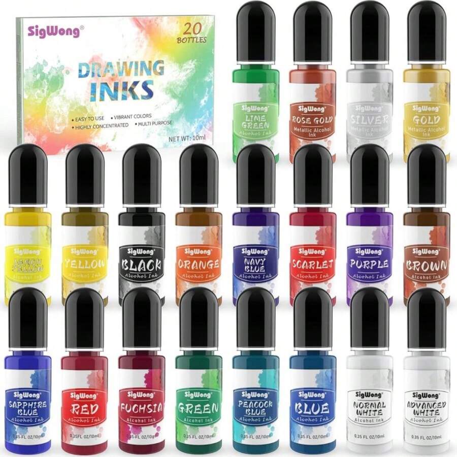 Alcohol Ink Set - Vibrant Colors High Concentrated Alcohol-Based Ink ...
