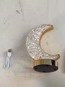 三色可调光月球灯，触控月球灯，USB充电床头灯，可爱夜灯，适用于卧室、客厅、家居装饰（月球） - 彩色 - 查看 11