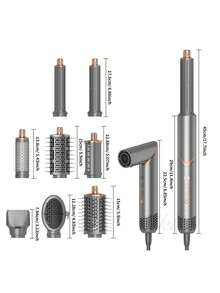 UKLISS 8-In-1 Foldable Multi-Function Hot Air Brush, High Power Negative Ion Hair Dryer, Fast Drying, Smart Temperature Control - Silver - View 3