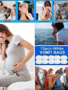 6/12pcs Disposable Vomit Bags, Leak-Proof Emesis Bags, Travel Motion Sickness Nausea Bags, Suitable For Adults And Pregnant Women, Cleaning Supplies, Household Tools