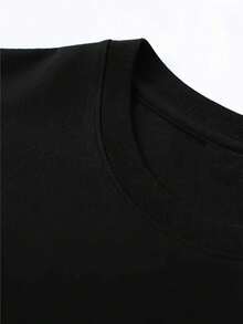 Clásico manga estilo de dibujos animados de impresión, camiseta casual de cuello redondo para hombres, 100% algodón, camiseta divertida, 180g, uso diario y regalo para amigos - Negro - Ver 4