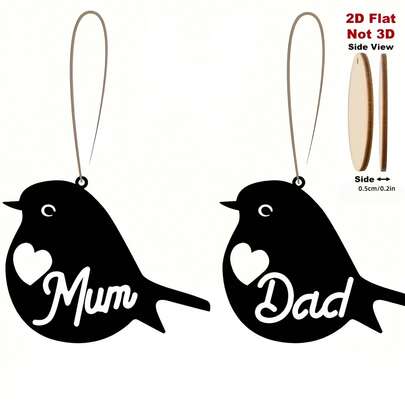 2pcs Vintage Wooden Love Bird Hanging Decor - Heart-Shaped Wings Couple Ornament, Father's Day Mother's Day Gift, No Electricity Needed Indoor Outdoor Hanging Home Office Garden Decor, Durable Couple Ornament, Holiday Shoppers Garden Decor, Heart-Shaped Wings, Holiday Gift, 2D Flat Vintage