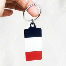 1pc Metal Double-Sided UV Printed French Flag Keychain, Fashion Accessory Bag Charm Key Ring, Suitable As Gift - Multicolor - View 3