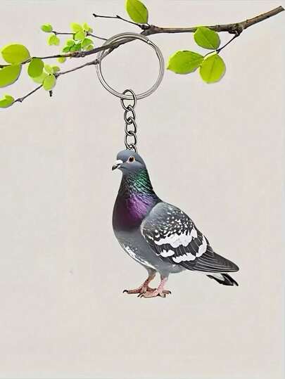 1PC Charming Acrylic Flat Pigeon Car Rearview Mirror Backpack Buckle Key Pendant