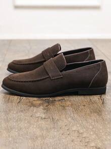 新款男士乐福鞋、休闲时尚莫卡辛鞋、舒适套脚鞋、透气软底驾车鞋、商务正装绒面革皮鞋、日常通勤鞋、时尚款 - 棕色 - 查看 8