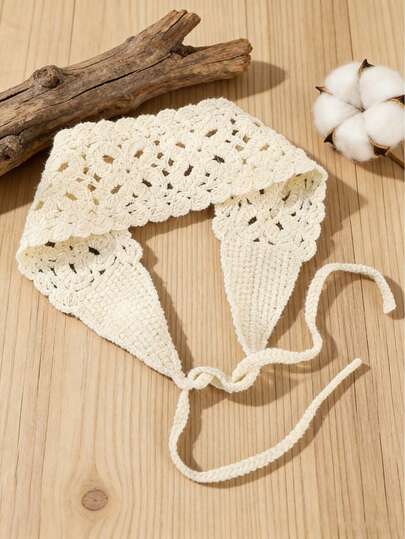 1 chiếc băng đô hoa móc len, phụ kiện tóc thường ngày cho nữ, thích hợp cho mùa hè, kỳ nghỉ, du lịch.