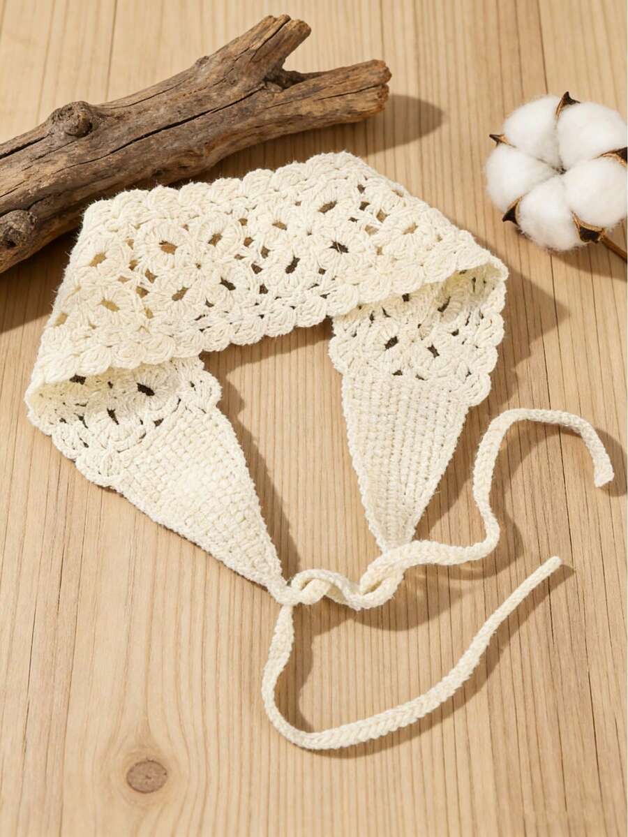 1pc Boho Style Simple Khaki Butterfly Crochet Headband, Women's Hair Accessory, Birthday Gift,Festival,Party - Brown - View 1
