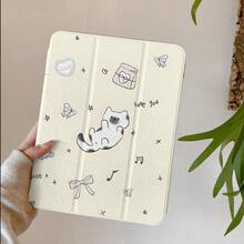 1pc Cute Black & White Cat Element Shock-Proof Protective Case With Acrylic Backboard, Sleep/Wake Function, Compatible With Ipad 10.2 8th Gen 2020/Air 11-In.(M2)-2024/Pro 11-In.(M4)-2024/10th Gen/11th A16/Pro 12.9/Air 4/5 10.9"/Pro 11"(2022), Fashionable Choice For Tech Enthusiasts - Pink - View 6