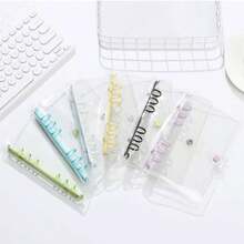 A6 Soft PVC 6 Rings Binder Cover Clear Budget Binder Clear A6 6-Hole Planner Binder Cover Yellow Purple Pink Round Ring Binder Cover For Refillable Notebook - Multicolor - View 4