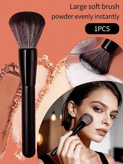 1pc Soft Fiber Fluffy Large Powder Brush, Blush Brush, Contour Brush, Setting Brush, Natural Makeup Application, Multi-Functional Cosmetic Brush Tool