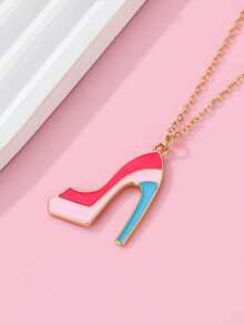 1pc Zinc Alloy Colorful High Heel Pendant Necklace, Suitable For Teenage Girls Everyday Wear