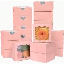 Kraft Bakery Boxes With Window, Small Pastry Boxes, Thick And Sturdy - Khaki - View 1