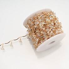 1 mètre de chaîne ornementale exquise à plusieurs couleurs, de forme triangulaire, en zirconium, plaquée cuivre et or. Accessoire de chaîne pour la création de bijoux, vêtements, chaussures et sacs - triangulaire - Voir 18