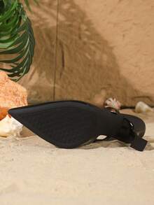 Giày cao gót mũi nhọn cao 9cm, kiểu dáng thanh lịch, quai hậu với khóa kim loại rỗng, chất liệu PU tráng gương, màu đen, đa năng cho mặc hàng ngày, dự tiệc và công sở. - màu đen - Xem 8