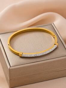 3pcs/Set 18K Gold Plated Stainless Steel Bracelet Set, Classic Versatile Luxury Jewelry Suit, Suitable For Women's Party, Daily Wear, Holiday Gift, Lover, Relatives, Friends, Banquet, Street Style, Gathering, Music Festival, Beach Vacation - Gold - View 8