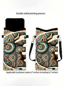 波西米亚风大象印花手机包，多功能斜挎包，可调节肩带单肩包，休闲风格女士钱包，适用于各种手机型号，是生日礼物、节日礼物、新年礼物或情人节礼物的完美之选。 - 彩色 - 查看 6