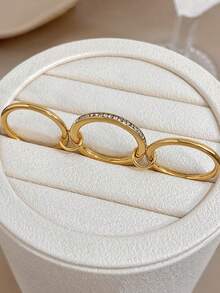 18K镀金不锈钢奢华优雅多层叠戴手镯戒指套装，双色金银镶嵌全锆石设计，适合情人节、派对、晚宴、日常佩戴、狂欢节、新年、婚礼、海滩、圣诞节、周年纪念日、妈妈礼物、波西米亚风珠宝、生日礼物、伴娘礼物等场合。 - 彩色 - 查看 8