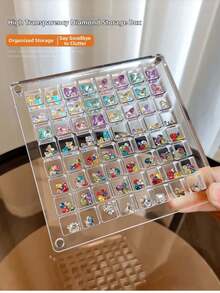 1pc Acrylic Nail Art Rhinestone Storage Box, High Transparency Magnetic Lid, Mini Seashell Storage Box, Seashell Storage Display - Transparent - View 1