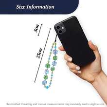 Beaded Phone Charm Y2K Kawaii Handmade Acrylic Phone Lanyard Wrist Strap For Camera Bag  Keychain Charm Blue Green Hexagonal Crystal Beads - 18顆藍綠色六角形水晶珠 - 查看 4