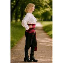ThePirateDressing Pirate Medieval Renaissance Halloween Costume Large Sash,Black-Red(1OO%CottonFabric) - 黑紅(100%棉布) - 查看 4