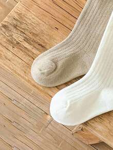 2 Pairs Children's Small Ribbed Bowknot Knee High Socks For Daily Wear - Multicolor - View 5