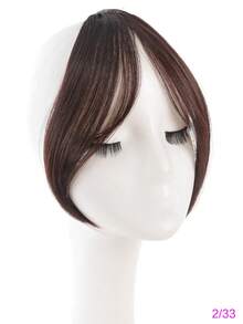 Elegant Clip-On Bangs Wig - Synthetic Fiber, Natural Look, No Adhesive Needed, Perfect For Daily Styling And Forehead Coverage, Suitable For All Races Women With Natural Wavy Hair - Multicolor - View 12