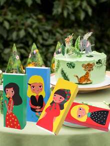 5/10pcs Cute Girl Mini Pastry Box, Baking Food Packaging Box, Biscuit, Candy, Macaron, Mooncake Box, Suitable For Weddings/Festivals/Parties, Small Snack Packaging Paper Box - Paper - View 2