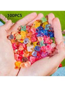 10/20/50/100pcs Set, Various Styles Mini Glow-In-The-Dark Resin Ducks And Animal Figurines. These Mini Glow-In-The-Dark Animals Include Ducks, Dolphins, Frogs, Rabbits, Turtles, Mushrooms And Other Mini Ornaments. - Multicolor - View 7