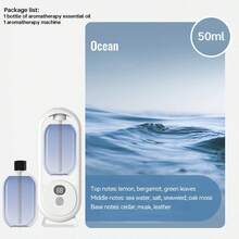 自动香薰精油扩散器 - 静音、可充电、桌面/壁挂式、氛围灯、5种可调节模式、6种香型选择：白桃乌龙、椰子、海洋、蓝铃花、柠檬、檀香 - 适用于家庭、酒店、办公室、浴室 - 白色 - 查看 10