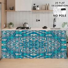 1件复古图案印花桌布，厨房小帘，橱柜帘，带帘孔，易于悬挂，100%涤纶，长方形，梭织，可机洗，厨房装饰及配件，适用于厨房橱柜和家居装饰 - 彩色 - 查看 5