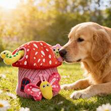 Đồ chơi xếp hình tương tác cho chó có chip âm thanh, chất liệu nhung mềm mại, phù hợp cho chó cỡ trung bình đến lớn, bền và chống cắn, thiết kế trò chơi trốn tìm, âm thanh kêu nhẹ nhàng, thích hợp chơi trong nhà và ngoài trời, hình nấm dễ thương, đồ chơi thú cưng vui nhộn. - Nhiều màu - Xem 1