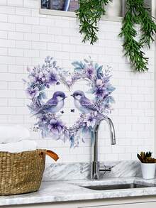 1片装多尺寸PVC可移除墙贴，情人节装饰墙贴，浪漫玫瑰花、爱心、接吻情侣、优雅羽毛爱心、节日氛围酒杯和巧克力图案，适用于卧室、客厅、书房、餐厅、浴室、家居墙面装饰、房间装饰 - 彩色 - 查看 21