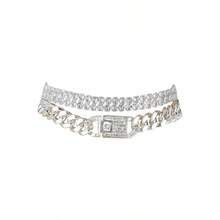 14K Gold Anklets For Women Waterproof Rhinestone Ankle Bracelet Layered Cuban Link Chain Diamond Anklet Beach Jewelry For Women - 銀腳鍊 A 款 - 查看 1