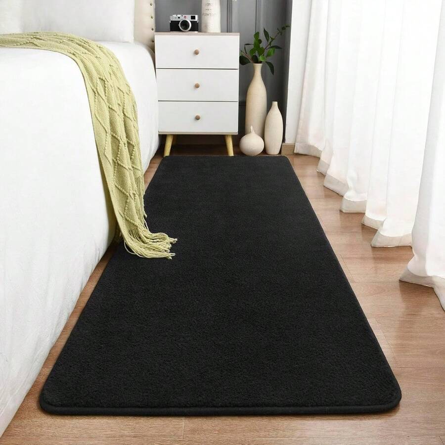 Alfombra Rectangular de Espuma Viscoelástica 4x6 Pies, Negra Sólida Suave, Ideal para Sala de Estar y Dormitorio - Gris Oscuro - Ver 1