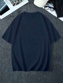 Y2K Anime Eye Print Oversized T-Shirt, Loose Fit, Premium Soft Fabric, Summer/Spring - 藏蓝色 - 查看 2