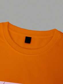Y2K Anime Eye Print Oversized T-Shirt, Loose Fit, Premium Soft Fabric, Summer/Spring - 橘色 - 查看 6