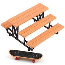 1PC Set/Multicolor Optional - New Step Finger Skate Park Wood Grain Prop Assembly Set With Fingerboards & Mini BMX Bike - Finger Sports Hobby Toy - Street Park Novelty Fidget Desktop Play - Wood Grain Street-Style - ABS & Simulated Wood Texture