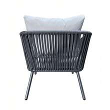 Gartenmöbel-Set, 1 Tisch und 2 Stühle, Möbelset, Terrassenmöbel, Schwarz, Metallmaterial, Geeignet für Balkon, Außenbereich und Freiluftbereiche - Grau - Übersicht 5