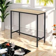 100cm Industrial-Grade Rectangular Steel Bar Counter Dining Table, Adjustable Lever & Footpads, Suitable For Breakfast, Kitchen, And Bar High-Table Dining Experience, Walnut Brown/Rustic Brown - Walnut Brown - View 5